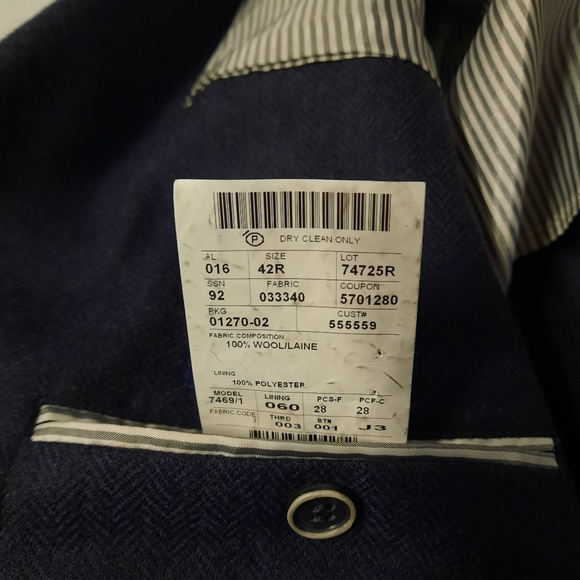 Joseph Abboud Wool Sport Coat Blazer Mens Size 42R Gray - Picture 7 of 8